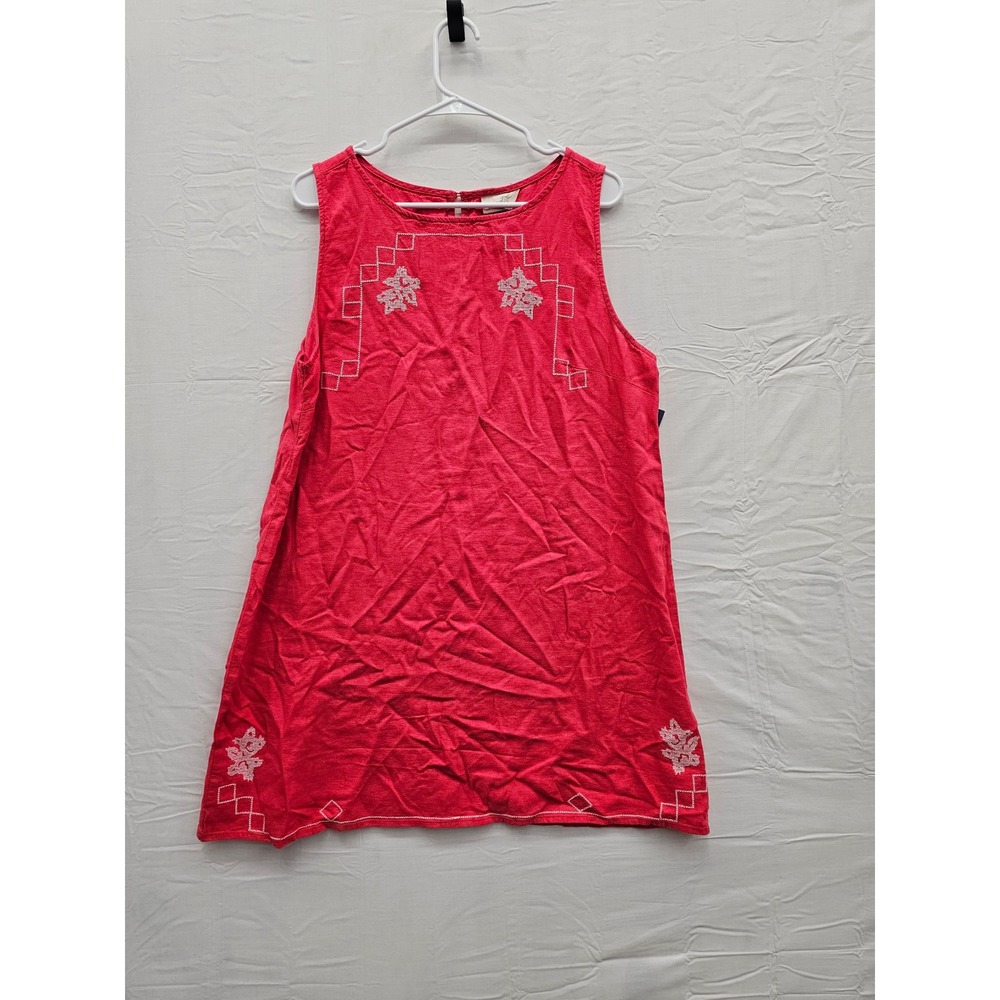 Universal Thread Womens Embroidered Shift Dress Pink Linen Blend Casual Size XL